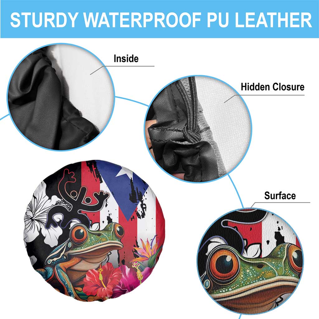 Boricua Taino Coqui Tropical Spare Tire Cover Puerto Rico Grunge Flag - Wonder Print Shop