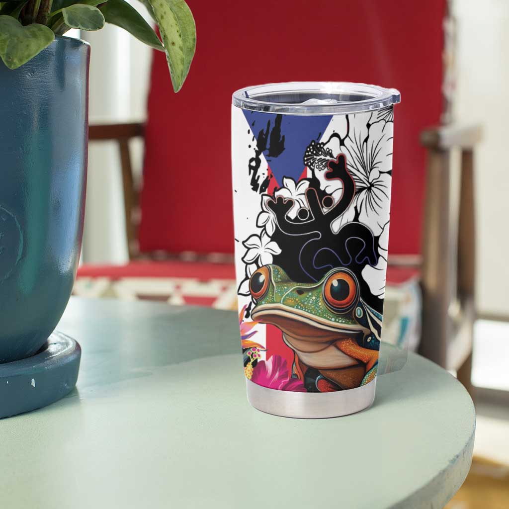 Boricua Taino Coqui Tropical Tumbler Cup Puerto Rico Grunge Flag - Wonder Print Shop