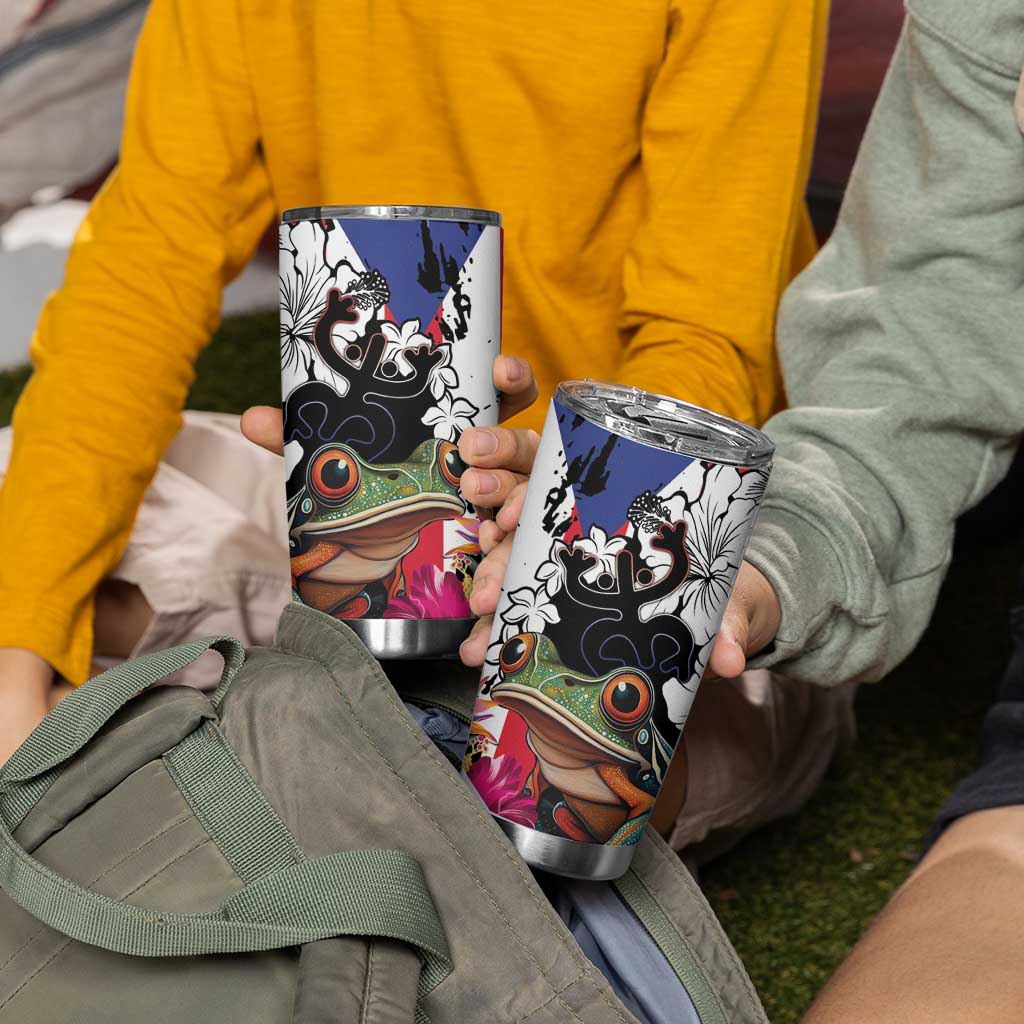 Boricua Taino Coqui Tropical Tumbler Cup Puerto Rico Grunge Flag - Wonder Print Shop