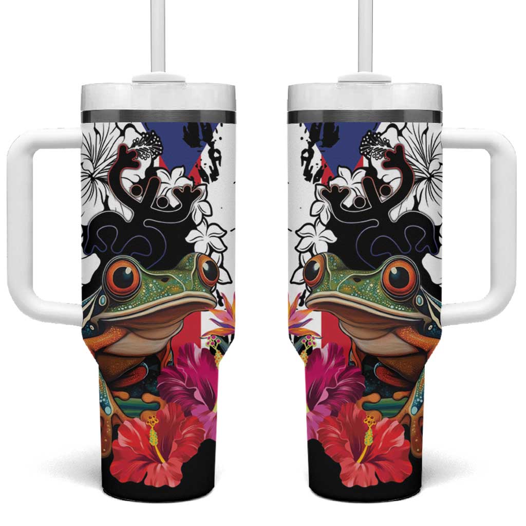 Boricua Taino Coqui Tropical Tumbler With Handle Puerto Rico Grunge Flag - Wonder Print Shop