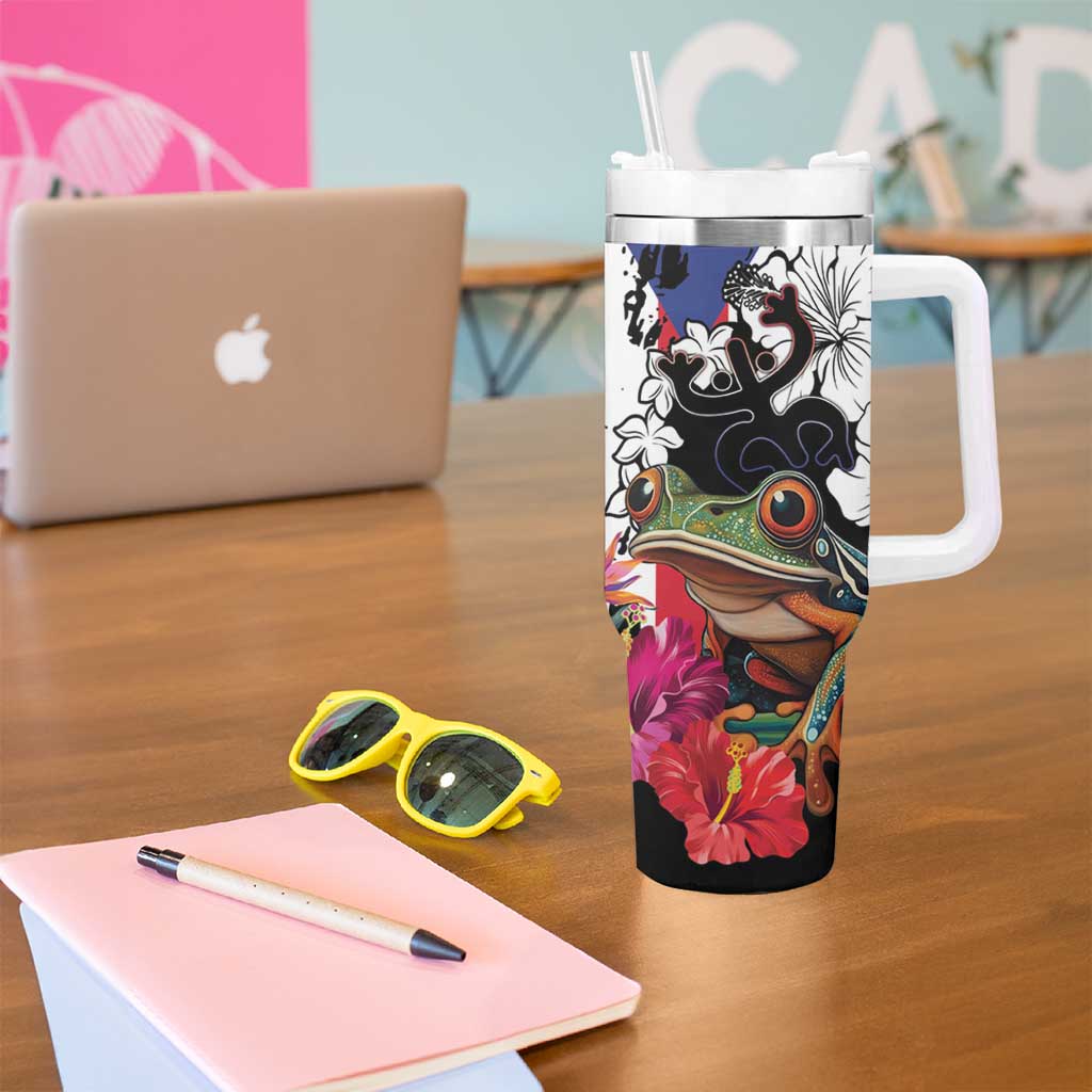 Boricua Taino Coqui Tropical Tumbler With Handle Puerto Rico Grunge Flag - Wonder Print Shop