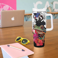 Boricua Taino Coqui Tropical Tumbler With Handle Puerto Rico Grunge Flag - Wonder Print Shop
