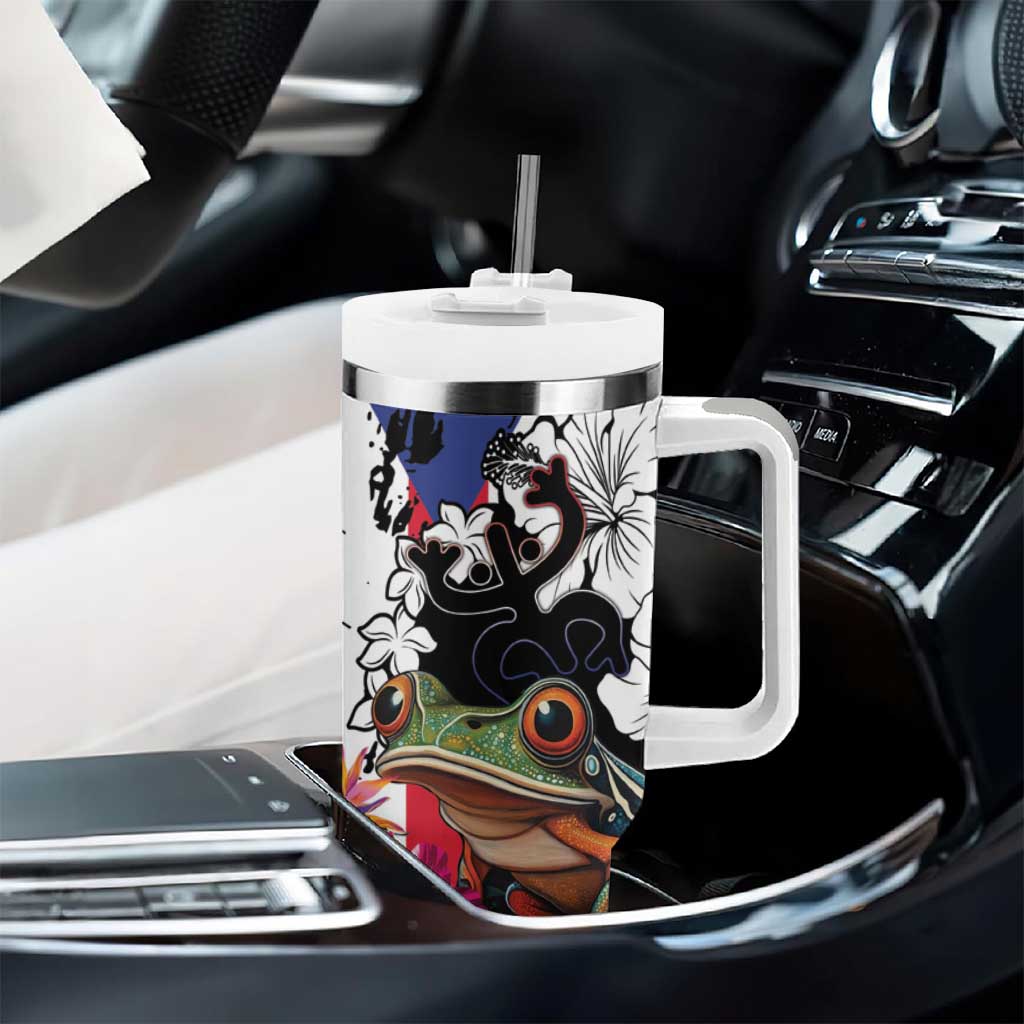 Boricua Taino Coqui Tropical Tumbler With Handle Puerto Rico Grunge Flag - Wonder Print Shop