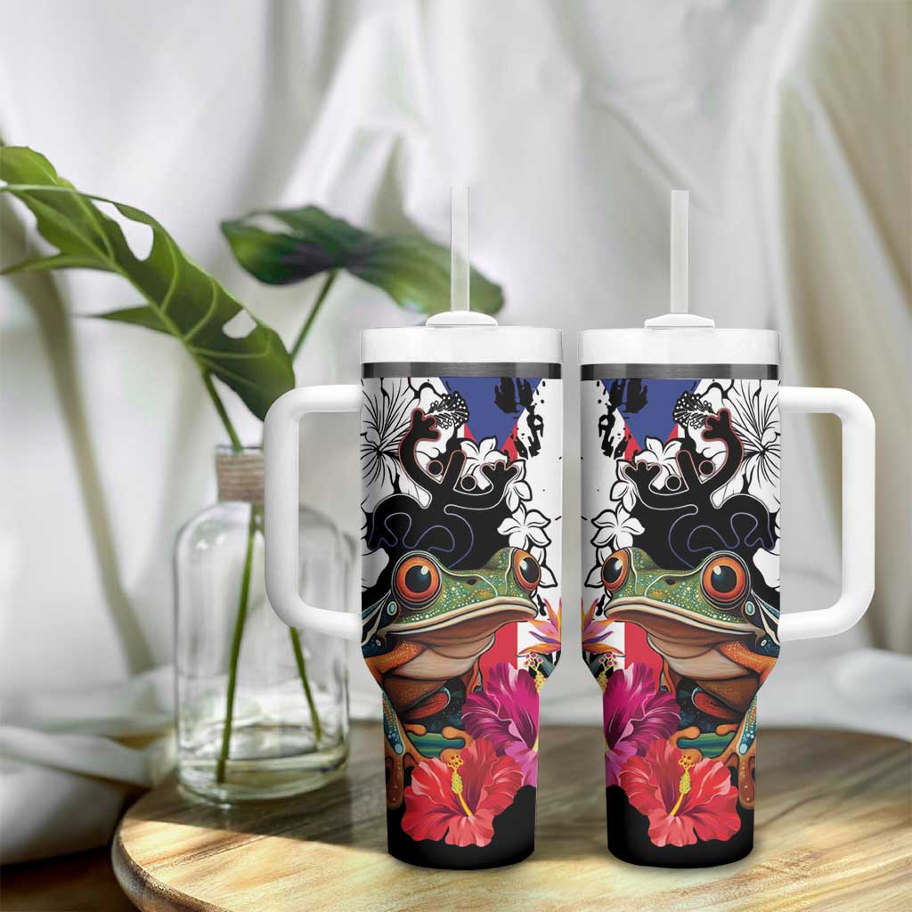 Boricua Taino Coqui Tropical Tumbler With Handle Puerto Rico Grunge Flag - Wonder Print Shop