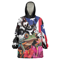 Boricua Taino Coqui Tropical Wearable Blanket Hoodie Puerto Rico Grunge Flag - Wonder Print Shop