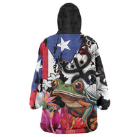 Boricua Taino Coqui Tropical Wearable Blanket Hoodie Puerto Rico Grunge Flag - Wonder Print Shop