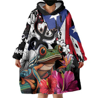Boricua Taino Coqui Tropical Wearable Blanket Hoodie Puerto Rico Grunge Flag - Wonder Print Shop