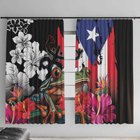 Boricua Taino Coqui Tropical Window Curtain Puerto Rico Grunge Flag - Wonder Print Shop