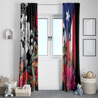 Boricua Taino Coqui Tropical Window Curtain Puerto Rico Grunge Flag - Wonder Print Shop