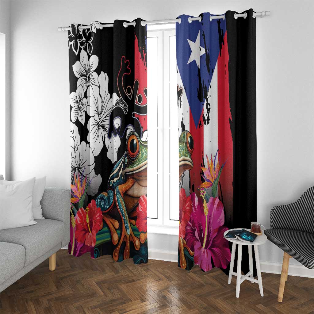 Boricua Taino Coqui Tropical Window Curtain Puerto Rico Grunge Flag - Wonder Print Shop