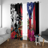 Boricua Taino Coqui Tropical Window Curtain Puerto Rico Grunge Flag - Wonder Print Shop