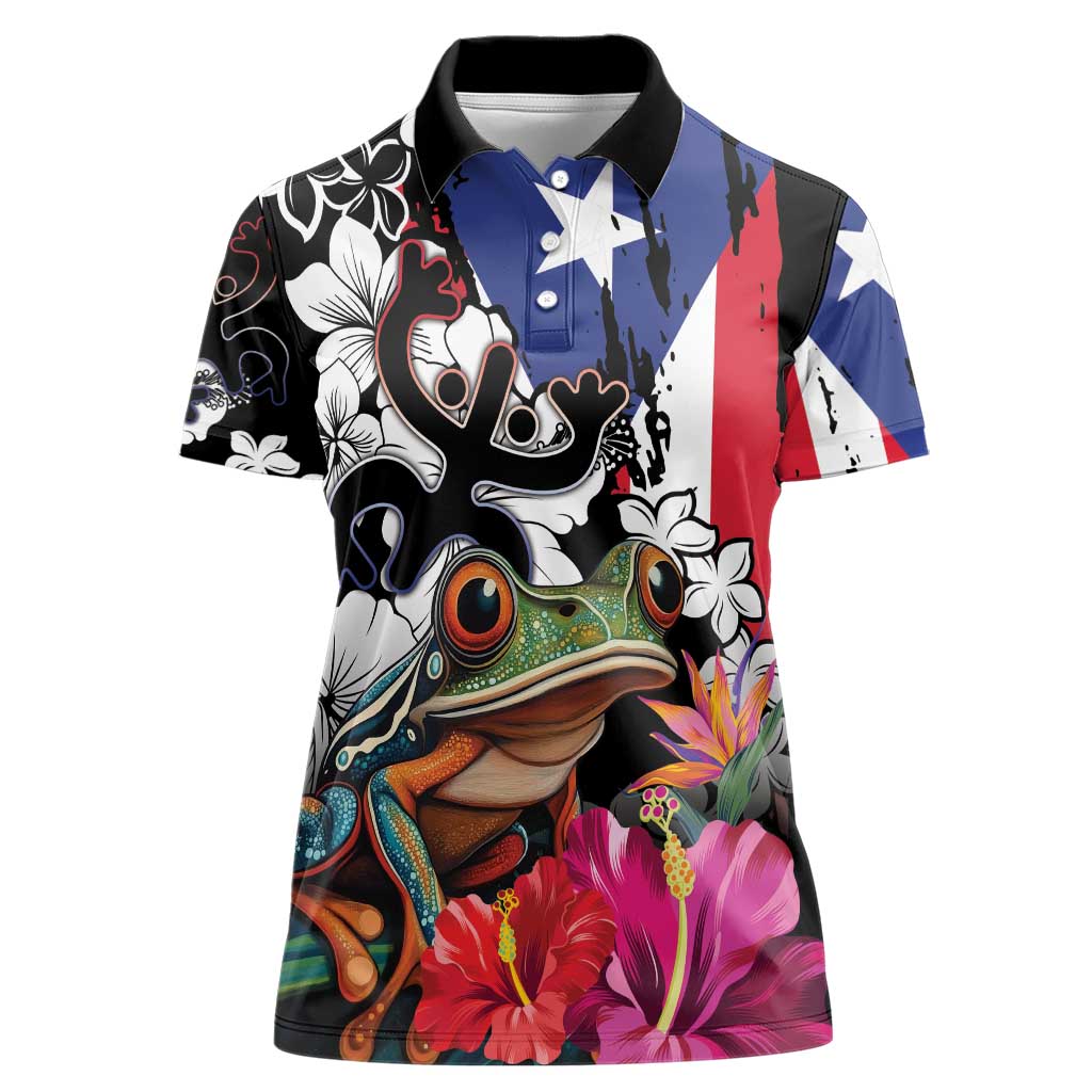 Boricua Taino Coqui Tropical Women Polo Shirt Puerto Rico Grunge Flag - Wonder Print Shop