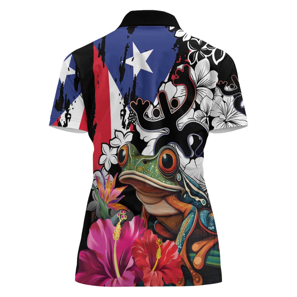 Boricua Taino Coqui Tropical Women Polo Shirt Puerto Rico Grunge Flag - Wonder Print Shop