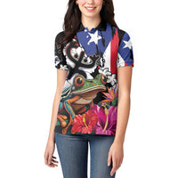 Boricua Taino Coqui Tropical Women Polo Shirt Puerto Rico Grunge Flag - Wonder Print Shop