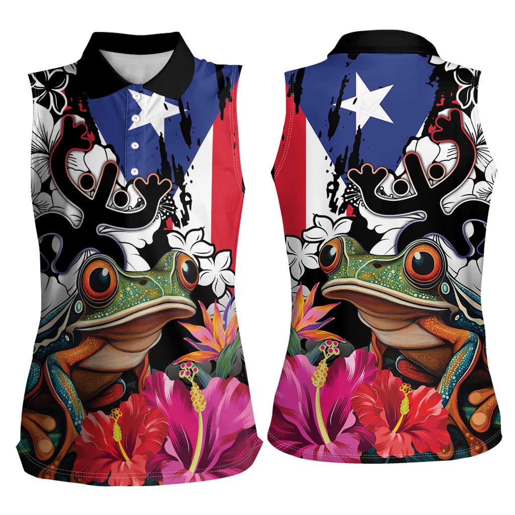 Boricua Taino Coqui Tropical Women Sleeveless Polo Shirt Puerto Rico Grunge Flag - Wonder Print Shop