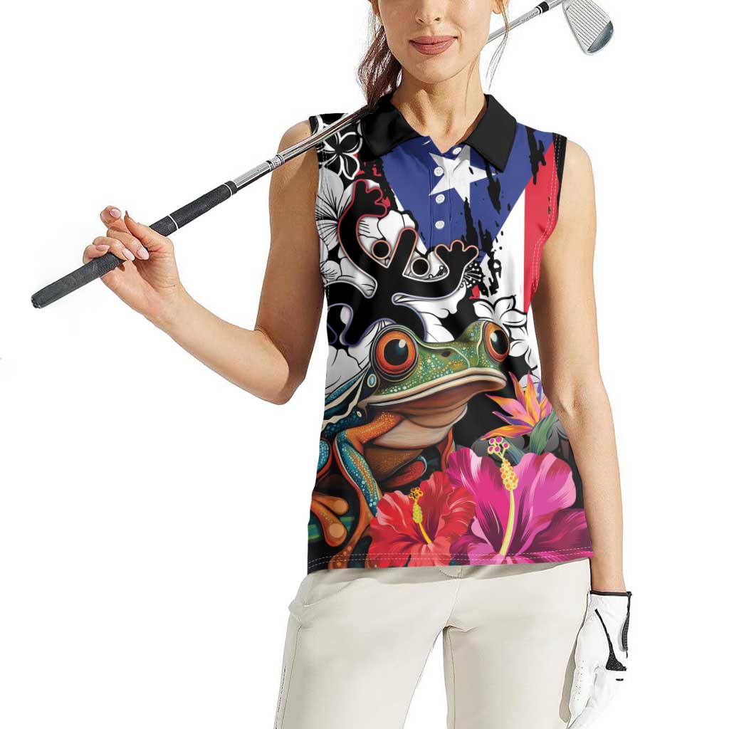 Boricua Taino Coqui Tropical Women Sleeveless Polo Shirt Puerto Rico Grunge Flag - Wonder Print Shop
