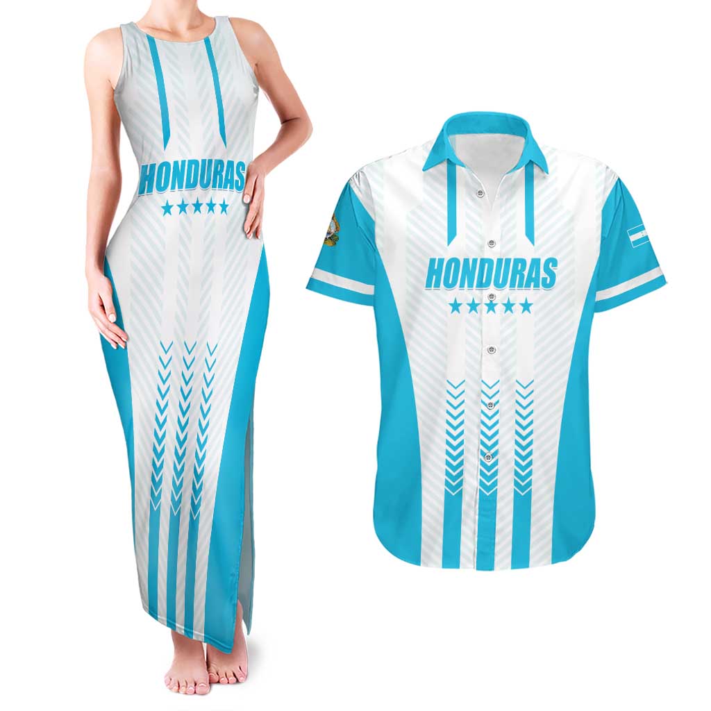 Custom Honduras Football Couples Matching Tank Maxi Dress and Hawaiian Shirt Vamos Los Catrachos