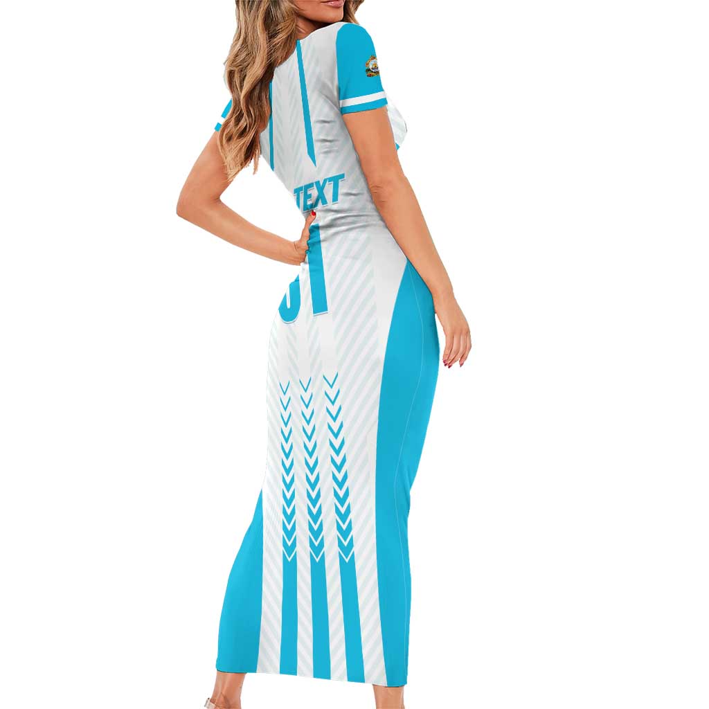 Custom Honduras Football Family Matching Short Sleeve Bodycon Dress and Hawaiian Shirt Vamos Los Catrachos