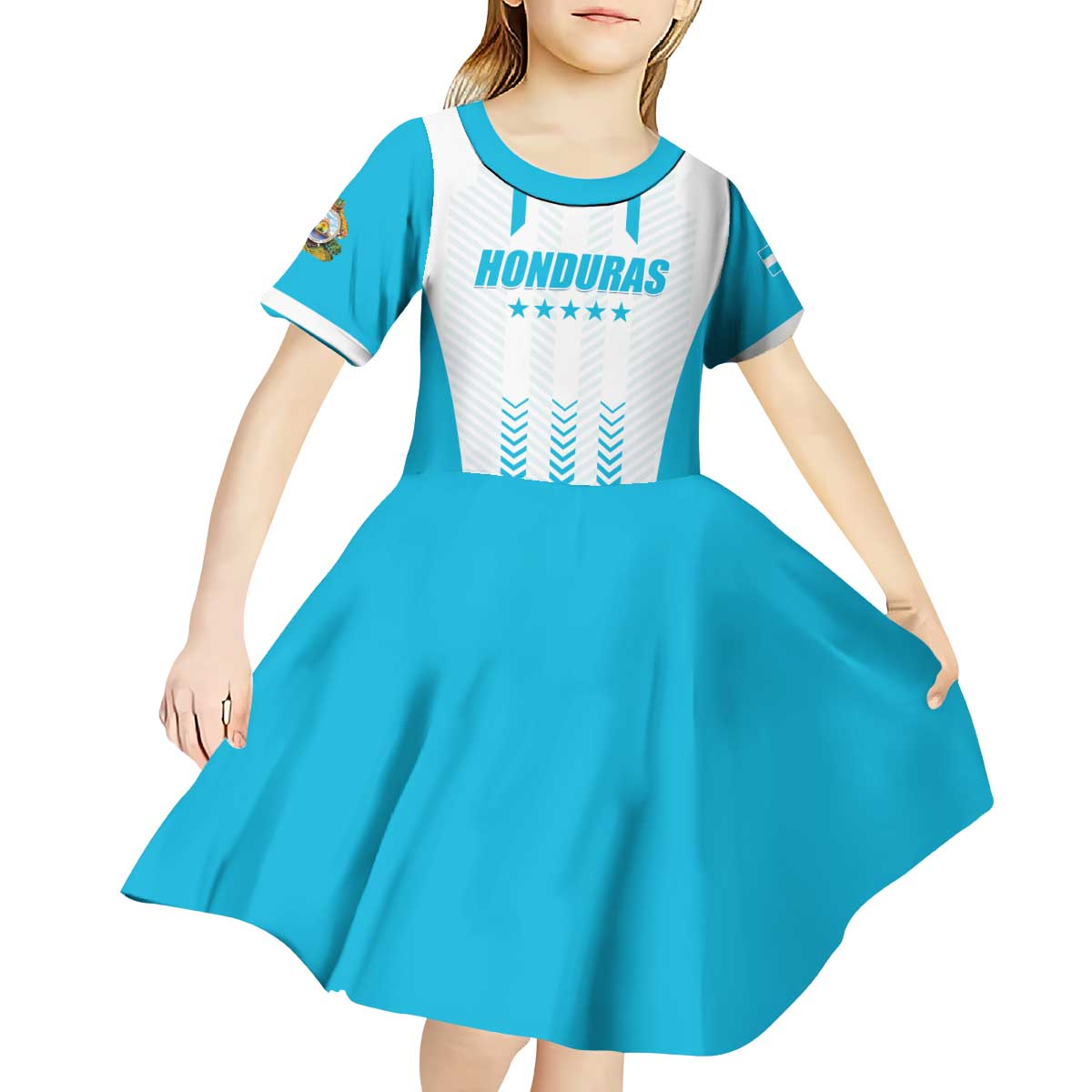 Custom Honduras Football Kid Short Sleeve Dress Vamos Los Catrachos