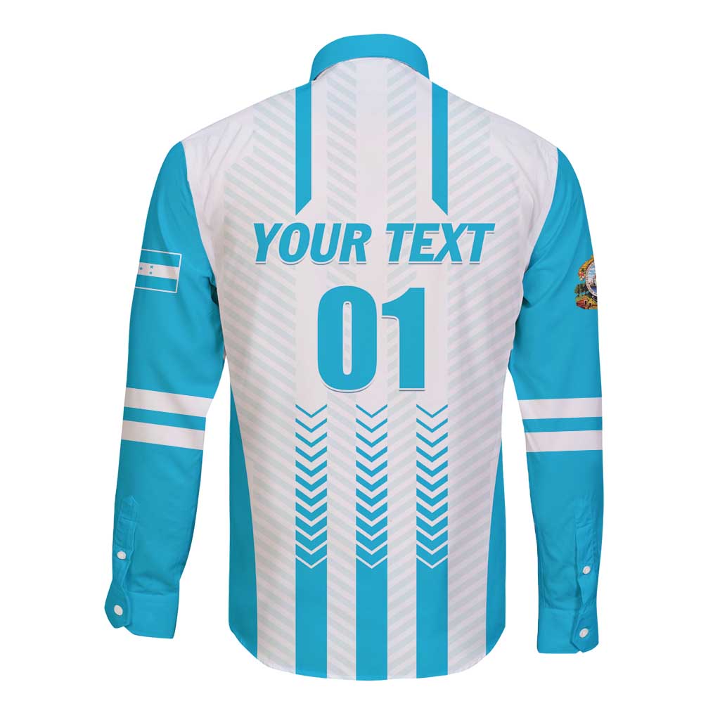 Custom Honduras Football Long Sleeve Button Shirt Vamos Los Catrachos
