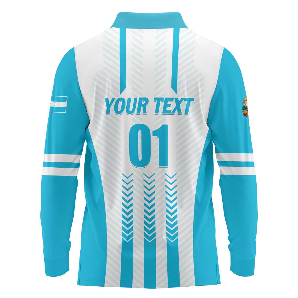 Custom Honduras Football Long Sleeve Polo Shirt Vamos Los Catrachos