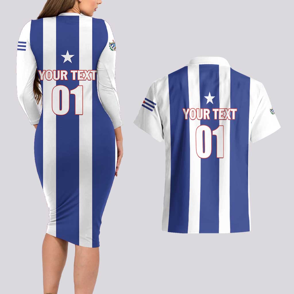 Custom Cuba Football Couples Matching Long Sleeve Bodycon Dress and Hawaiian Shirt Los Leones del Caribe