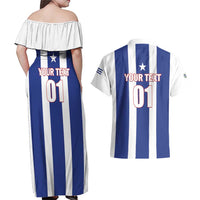 Custom Cuba Football Couples Matching Off Shoulder Maxi Dress and Hawaiian Shirt Los Leones del Caribe