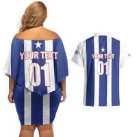Custom Cuba Football Couples Matching Off Shoulder Short Dress and Hawaiian Shirt Los Leones del Caribe