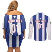 Custom Cuba Football Couples Matching Off Shoulder Short Dress and Long Sleeve Button Shirt Los Leones del Caribe