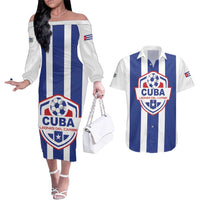 Custom Cuba Football Couples Matching Off The Shoulder Long Sleeve Dress and Hawaiian Shirt Los Leones del Caribe