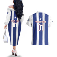 Custom Cuba Football Couples Matching Off The Shoulder Long Sleeve Dress and Hawaiian Shirt Los Leones del Caribe