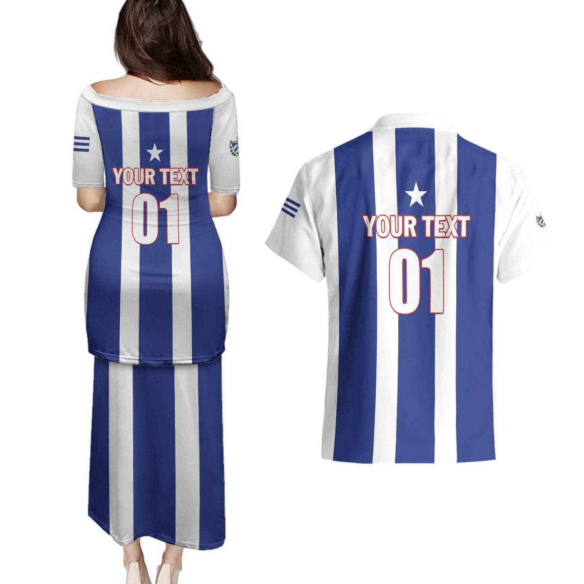 Custom Cuba Football Couples Matching Puletasi and Hawaiian Shirt Los Leones del Caribe