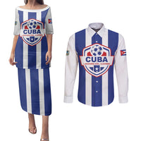 Custom Cuba Football Couples Matching Puletasi and Long Sleeve Button Shirt Los Leones del Caribe