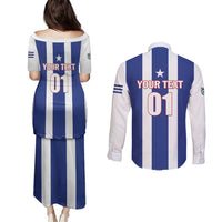 Custom Cuba Football Couples Matching Puletasi and Long Sleeve Button Shirt Los Leones del Caribe