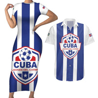 Custom Cuba Football Couples Matching Short Sleeve Bodycon Dress and Hawaiian Shirt Los Leones del Caribe