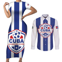 Custom Cuba Football Couples Matching Short Sleeve Bodycon Dress and Long Sleeve Button Shirt Los Leones del Caribe