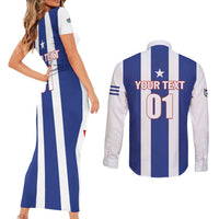 Custom Cuba Football Couples Matching Short Sleeve Bodycon Dress and Long Sleeve Button Shirt Los Leones del Caribe