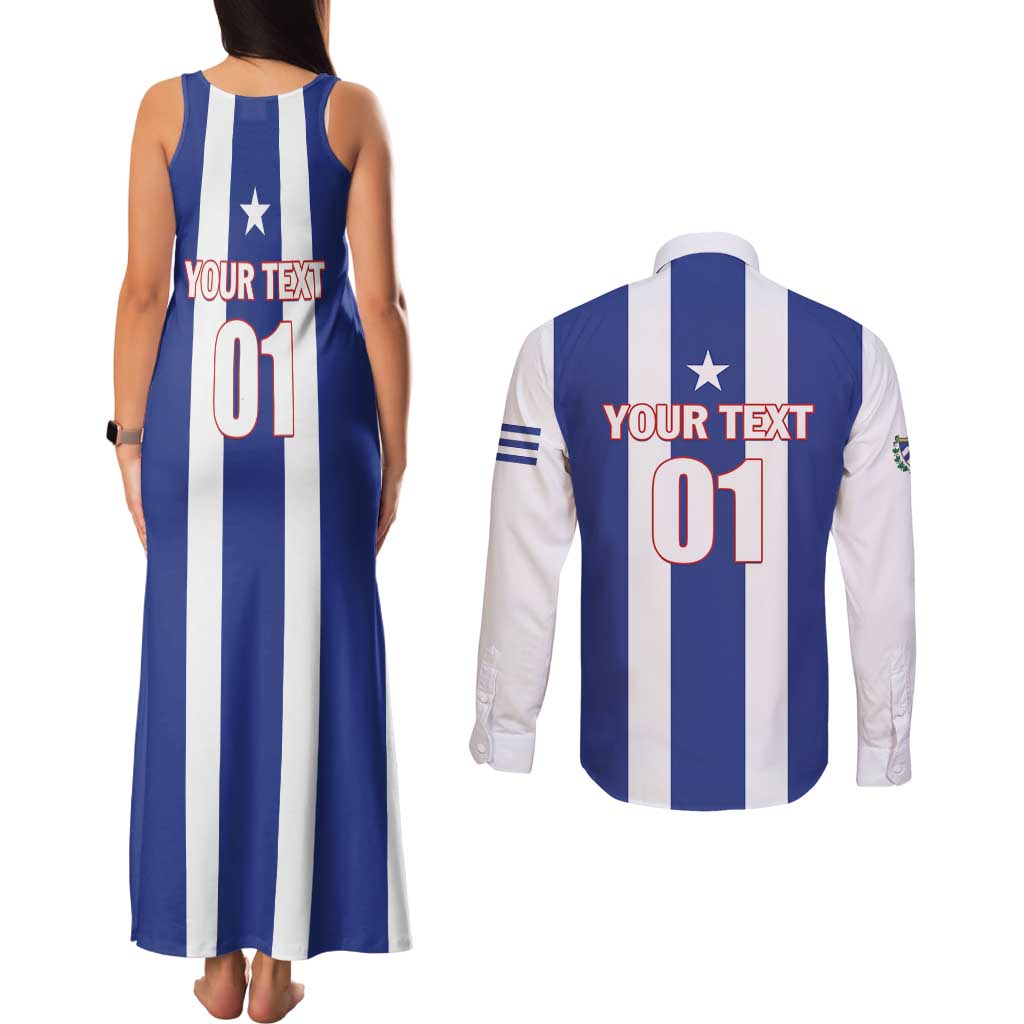 Custom Cuba Football Couples Matching Tank Maxi Dress and Long Sleeve Button Shirt Los Leones del Caribe