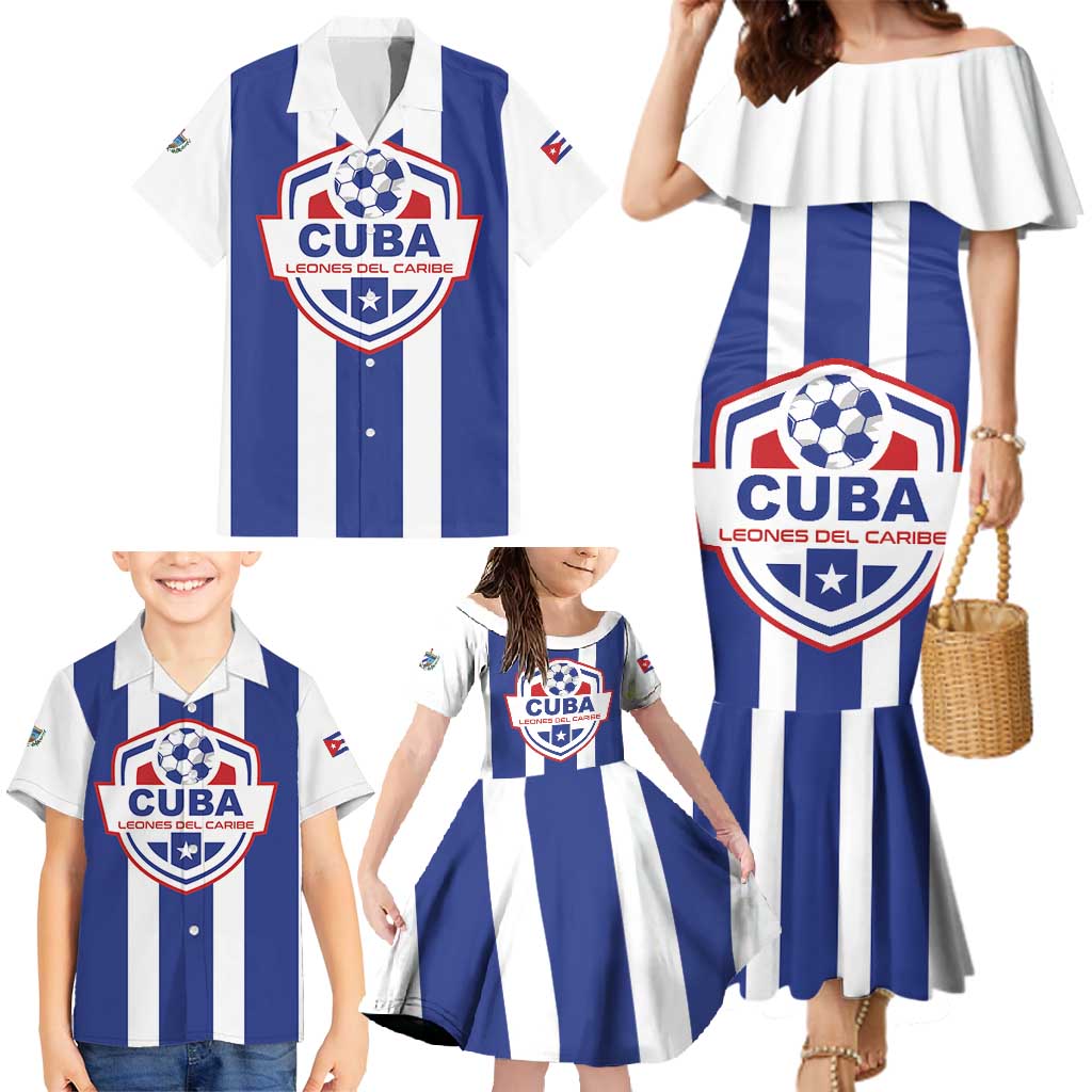 Custom Cuba Football Family Matching Mermaid Dress and Hawaiian Shirt Los Leones del Caribe