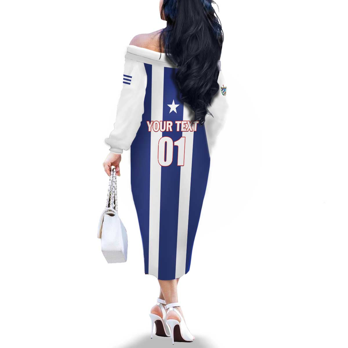 Custom Cuba Football Family Matching Off The Shoulder Long Sleeve Dress and Hawaiian Shirt Los Leones del Caribe