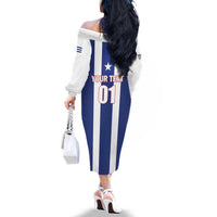 Custom Cuba Football Family Matching Off The Shoulder Long Sleeve Dress and Hawaiian Shirt Los Leones del Caribe
