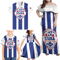 Custom Cuba Football Family Matching Off Shoulder Maxi Dress and Hawaiian Shirt Los Leones del Caribe