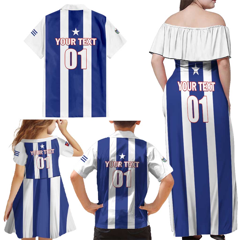 Custom Cuba Football Family Matching Off Shoulder Maxi Dress and Hawaiian Shirt Los Leones del Caribe