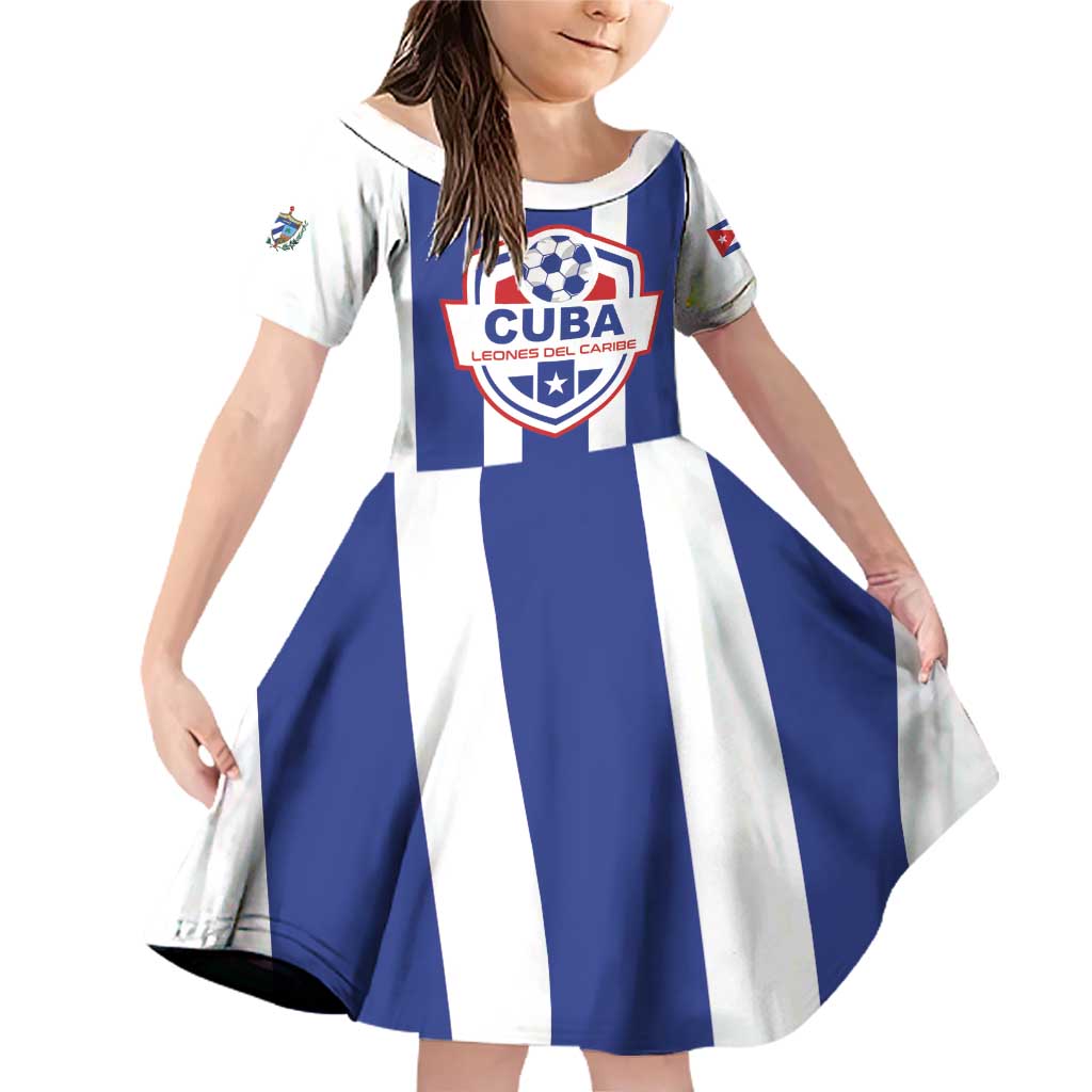 Custom Cuba Football Family Matching Off Shoulder Short Dress and Hawaiian Shirt Los Leones del Caribe