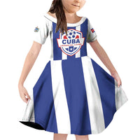 Custom Cuba Football Family Matching Off Shoulder Short Dress and Hawaiian Shirt Los Leones del Caribe