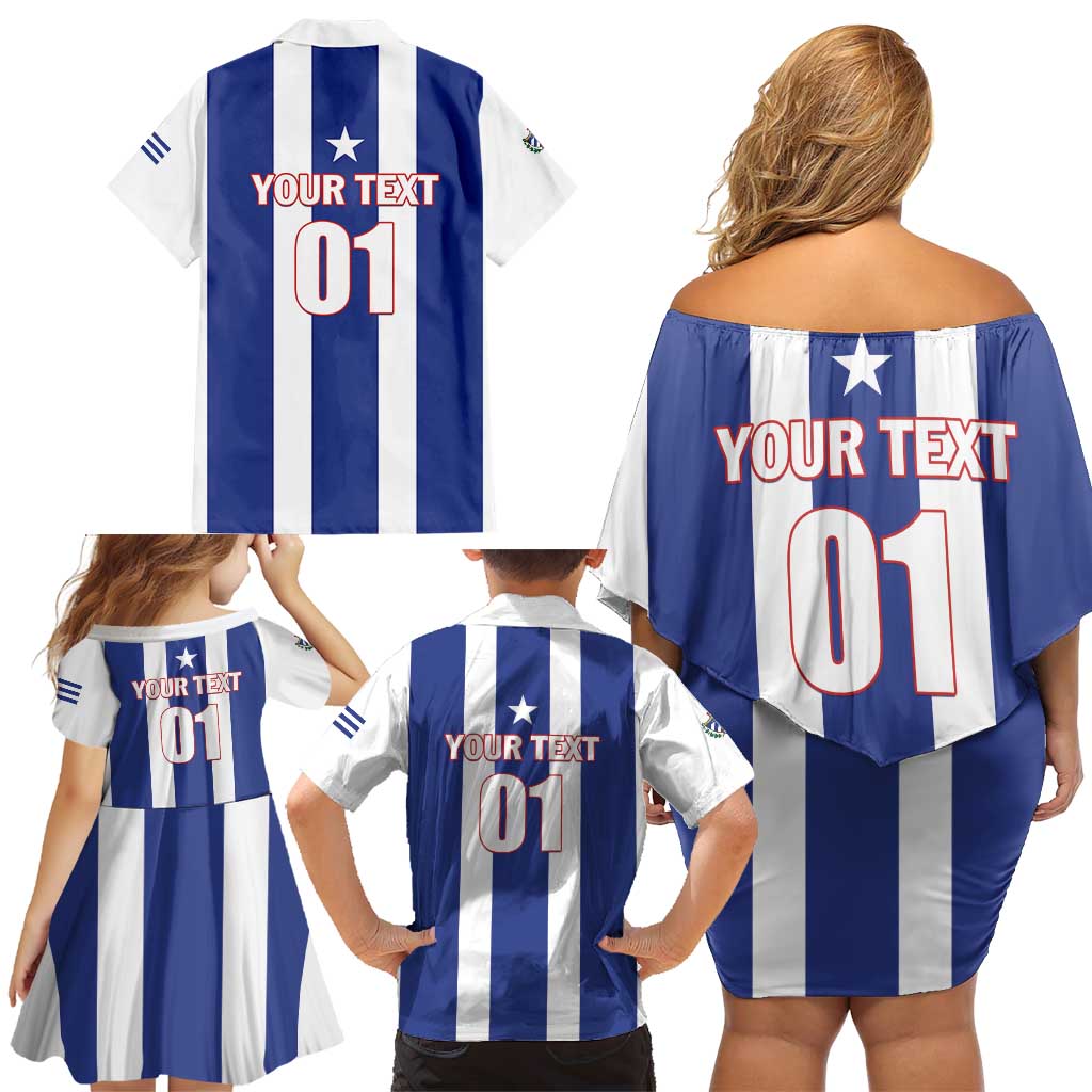 Custom Cuba Football Family Matching Off Shoulder Short Dress and Hawaiian Shirt Los Leones del Caribe