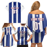 Custom Cuba Football Family Matching Off Shoulder Short Dress and Hawaiian Shirt Los Leones del Caribe