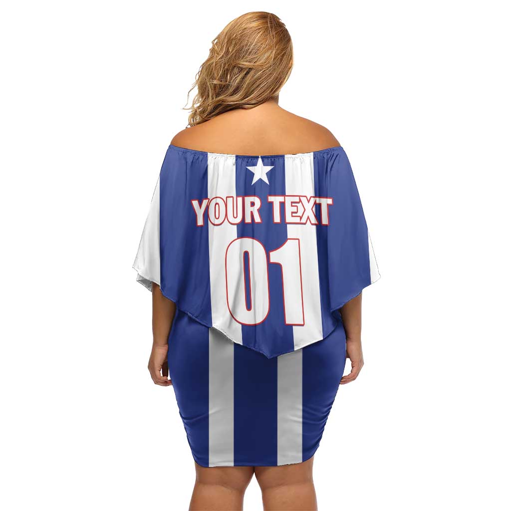 Custom Cuba Football Family Matching Off Shoulder Short Dress and Hawaiian Shirt Los Leones del Caribe