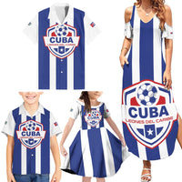 Custom Cuba Football Family Matching Summer Maxi Dress and Hawaiian Shirt Los Leones del Caribe