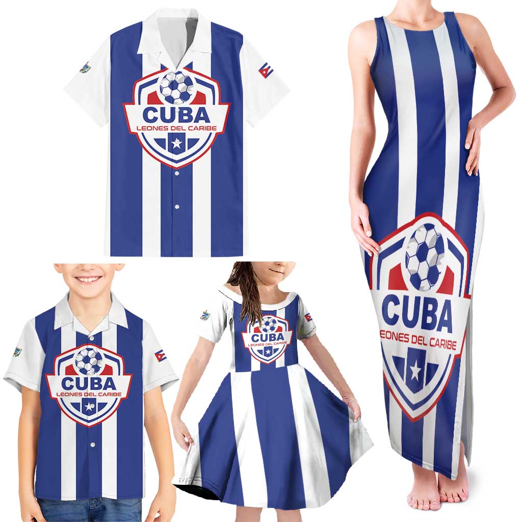 Custom Cuba Football Family Matching Tank Maxi Dress and Hawaiian Shirt Los Leones del Caribe